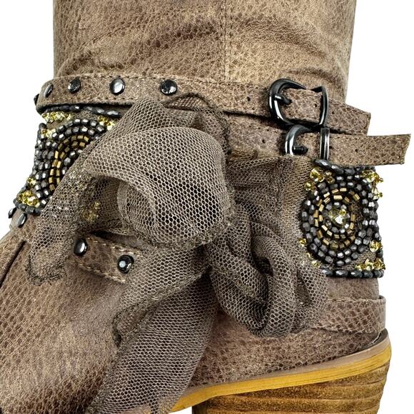 Not Rated Tualamne Western Cowgirl Vegan Leather Tall Riding Boots Women's 7.5 - Picture 2 of 12